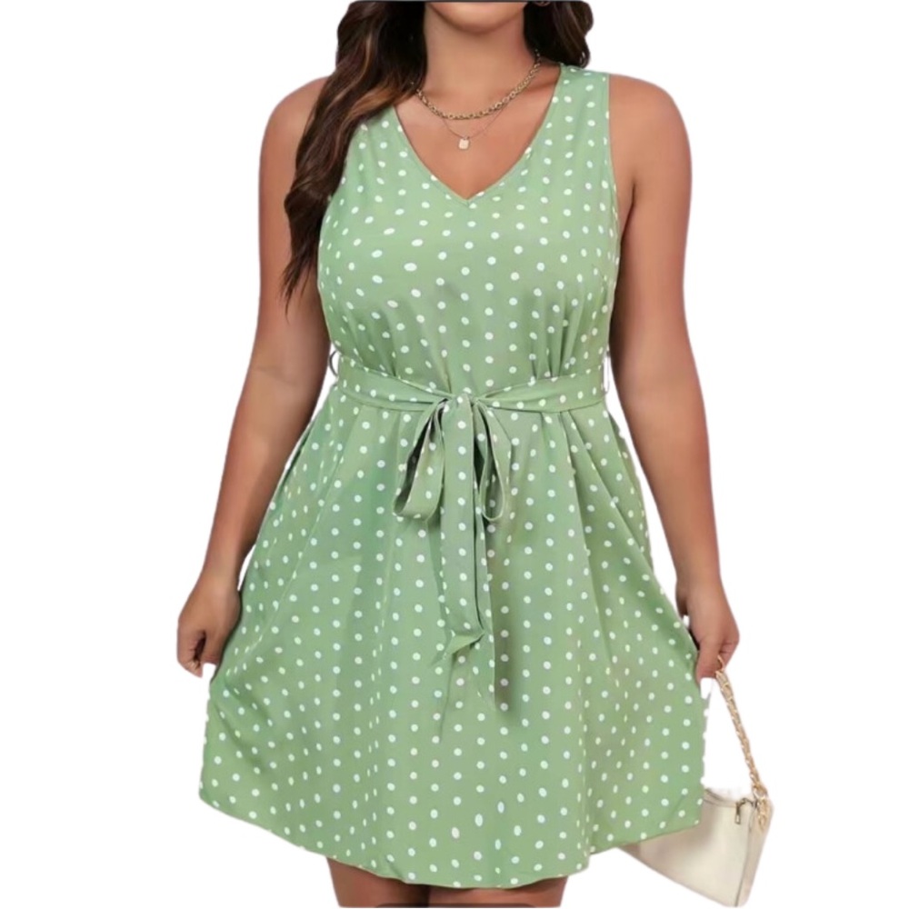 NEW Polka Dot Dress | Light Green w/ White Polka dots | 2XL |